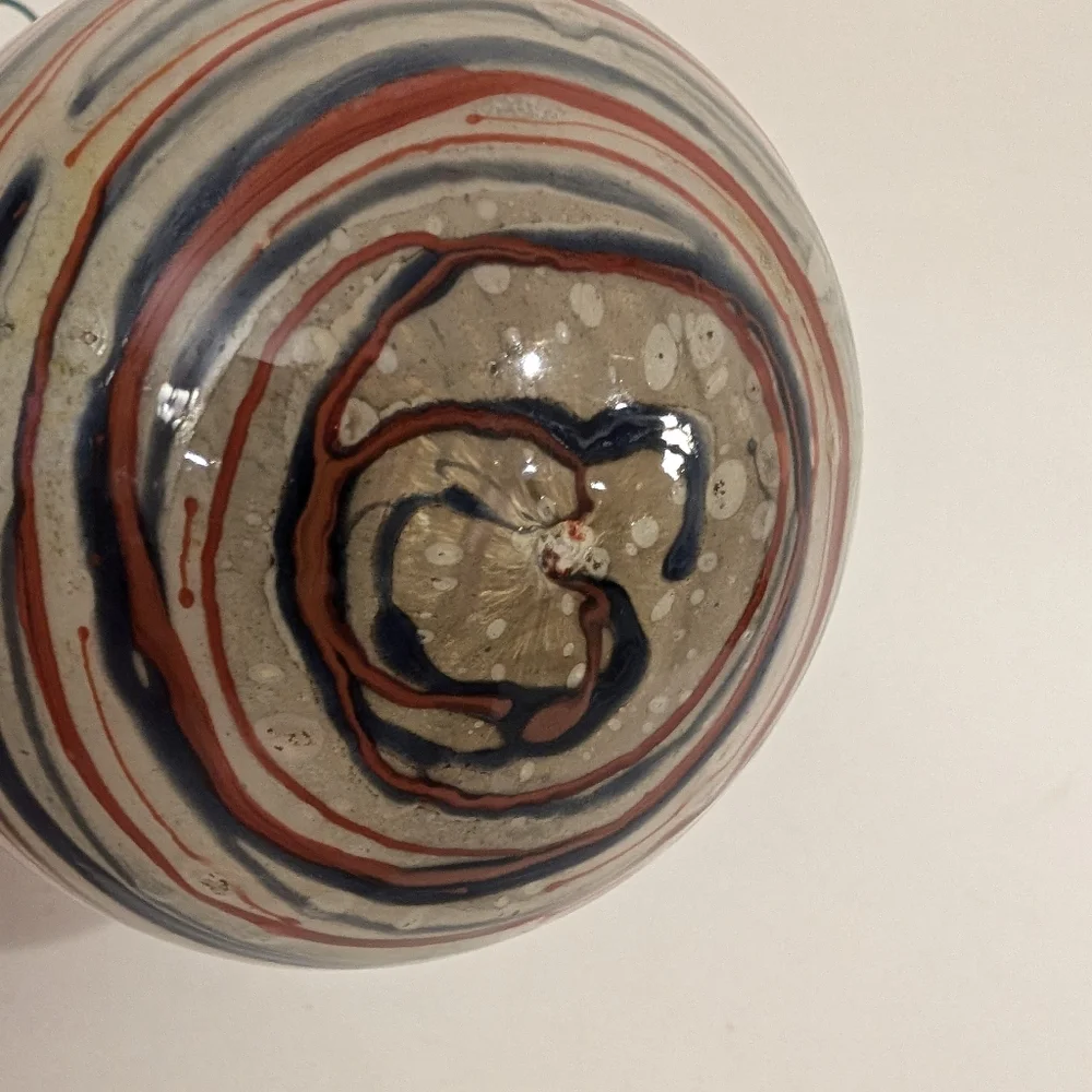 Handmade Blown Glass Orb Ornament Ball Holiday Christmas Earth Tones 3.5